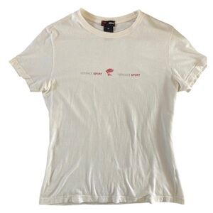 Versace Sport Fitted Cotton Short Sleeve Tee Shirt Women's Off White